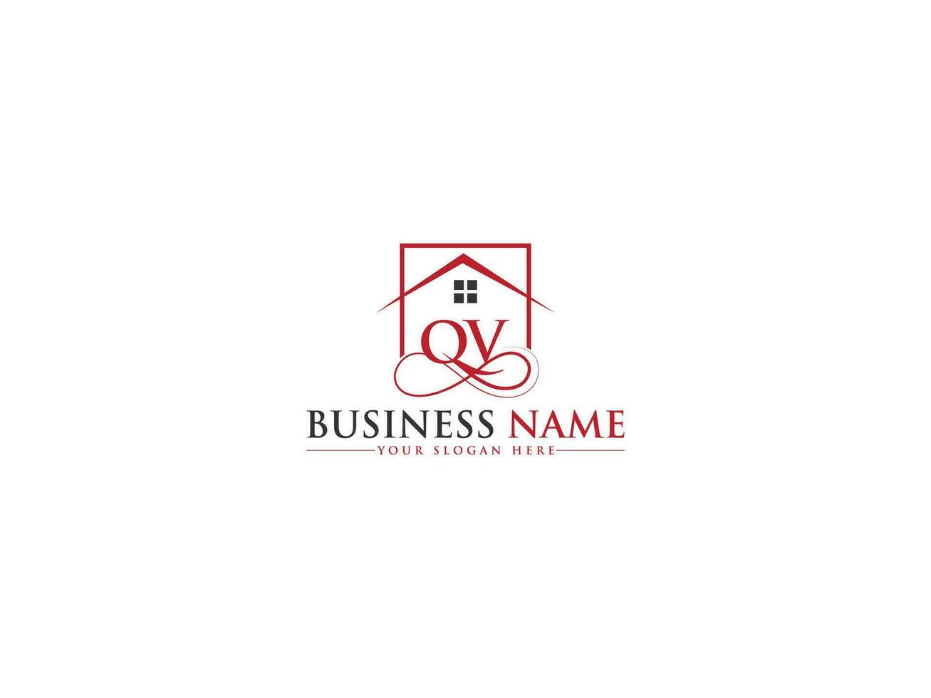 Luxury House Qv Logo Letter, Creative Building QV Real Estate Logo Vector