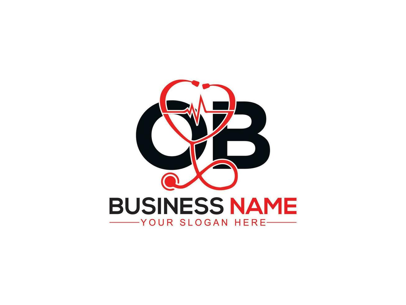 Alphabet Ob Doctors Logo Image, Minimalsit Heartbeat OB Logo Icon Design vector