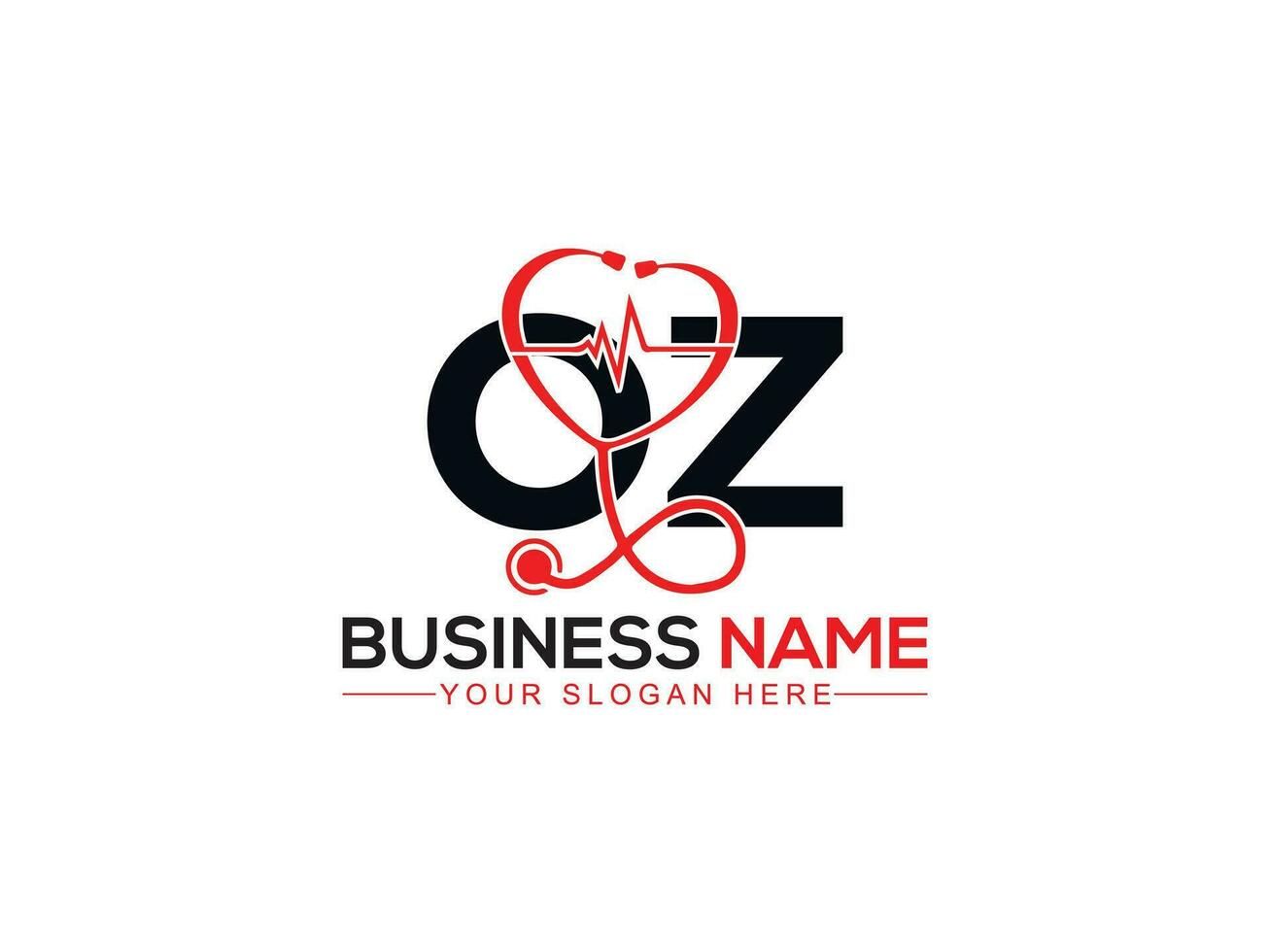 Alphabet Oz Doctors Logo Image, Minimalsit Heartbeat OZ Logo Icon Design vector