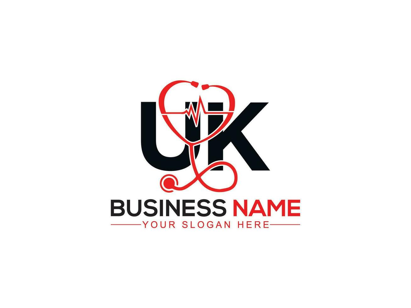 Abstract Uk Doctors Icon, Creative Heartbeat Uk ku Logo Letter Vector
