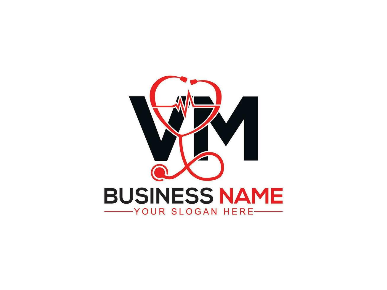 Monogram Heartbeat Vm Doctors Logo, Initial Vm mv Logo Letter For Hospital vector