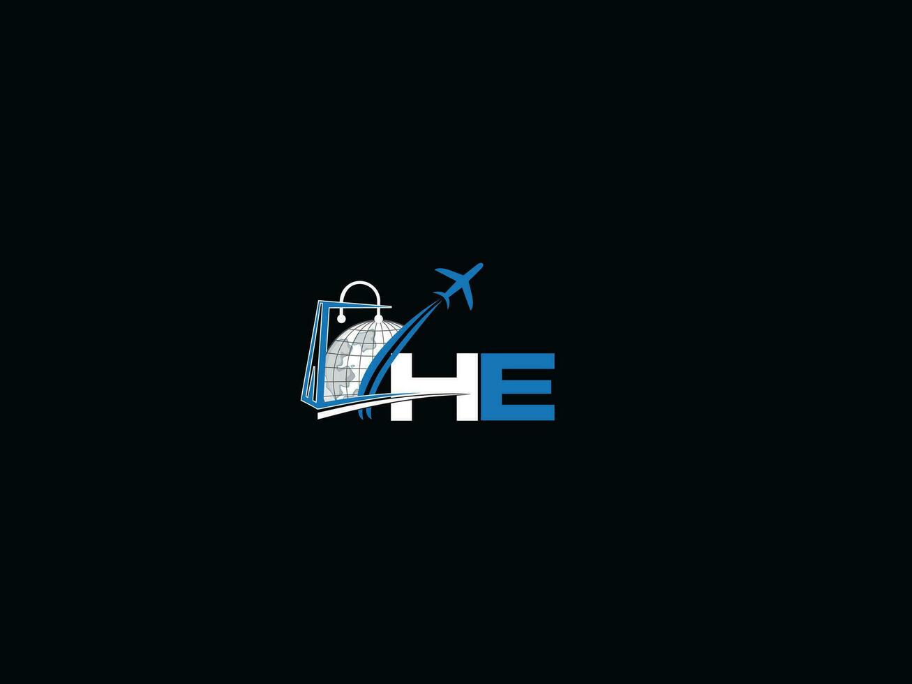 Minimalist He Traveling Letter Logo, Monogram Air Travel HE Logo Icon Vector