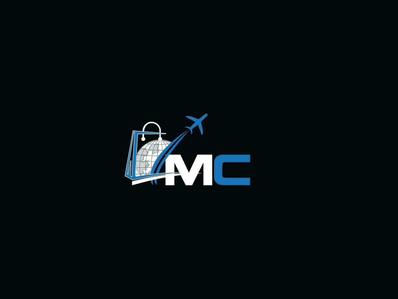 monograma mc viaje logo, resumen global mc logo letra icono vector