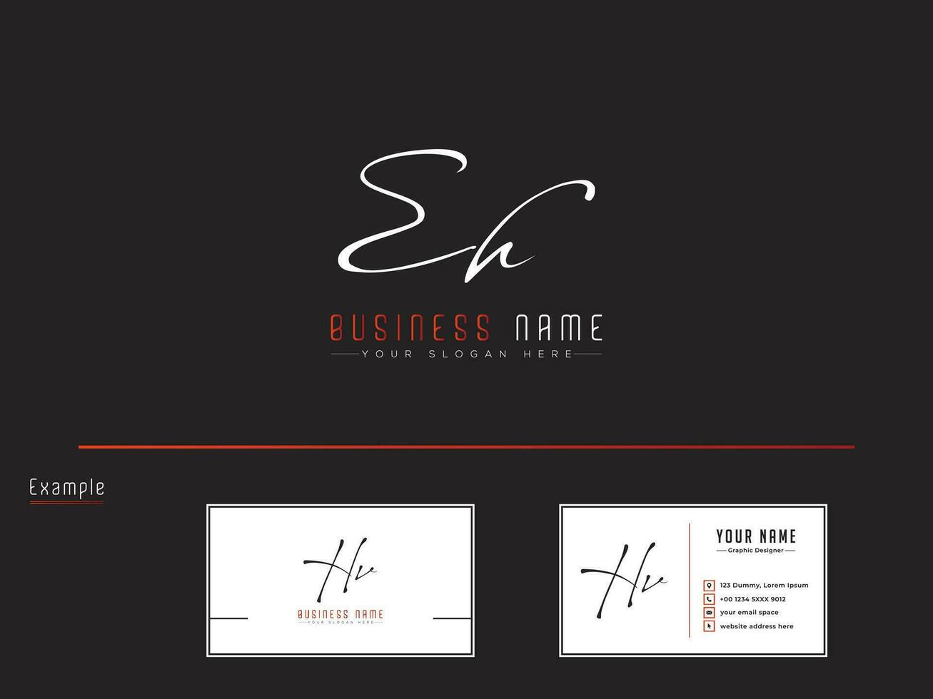 Minimal Signature Eh Logo Letter, Luxury EH Logo Icon Vector Image