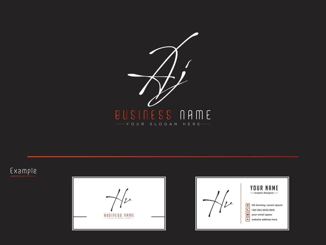 Luxury Aj Logo Icon, Initial Signature Letter AJ Logo With Business Card vector