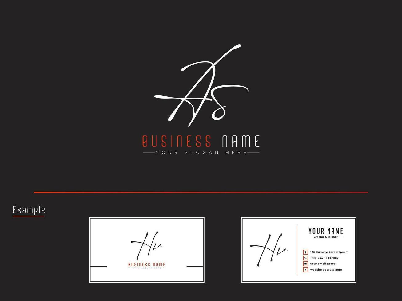 Luxury As Logo Icon, Initial Signature Letter AS Logo With Business Card vector