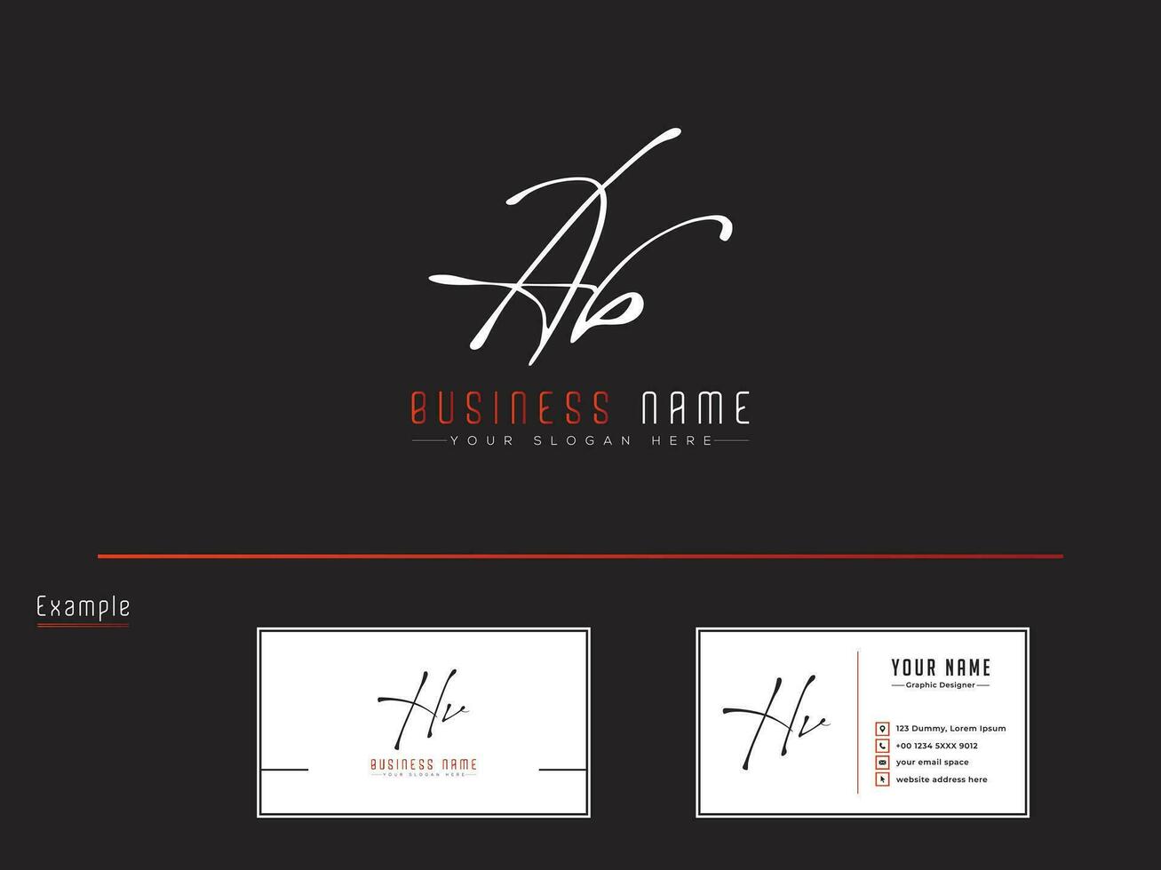 lujo ab logo icono, inicial firma letra ab logo con negocio tarjeta vector