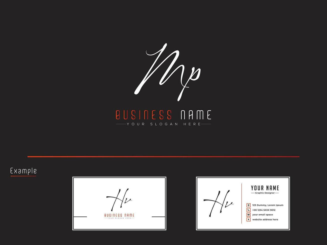 Typography Mp Signature Logo, Creative Minimal MP Feminine Logo Design vector