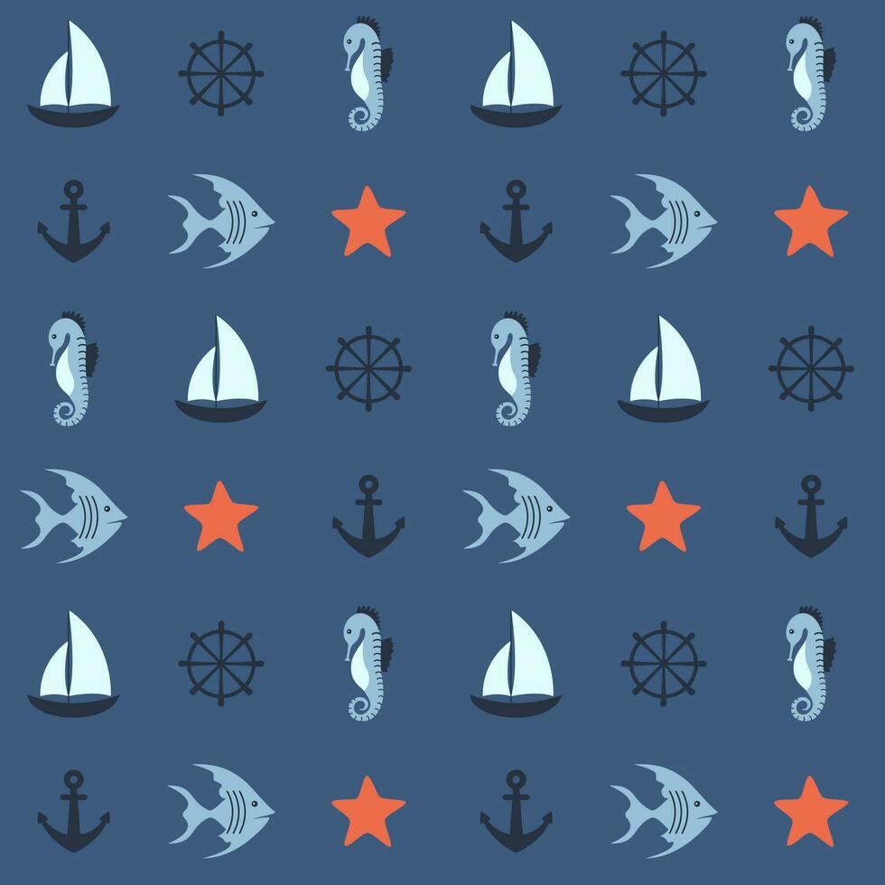 nautical seamless pattern vector