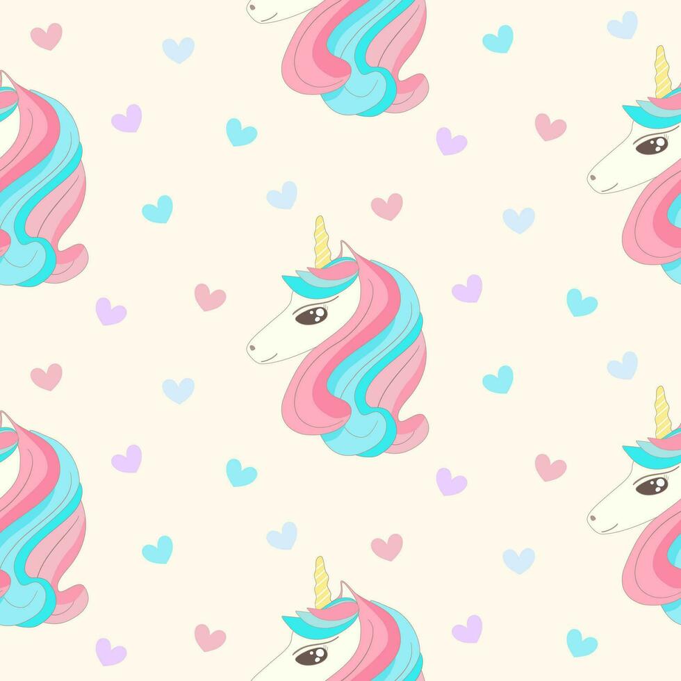Unicorn pattern seamless draw cartoon. Background vector illustrations