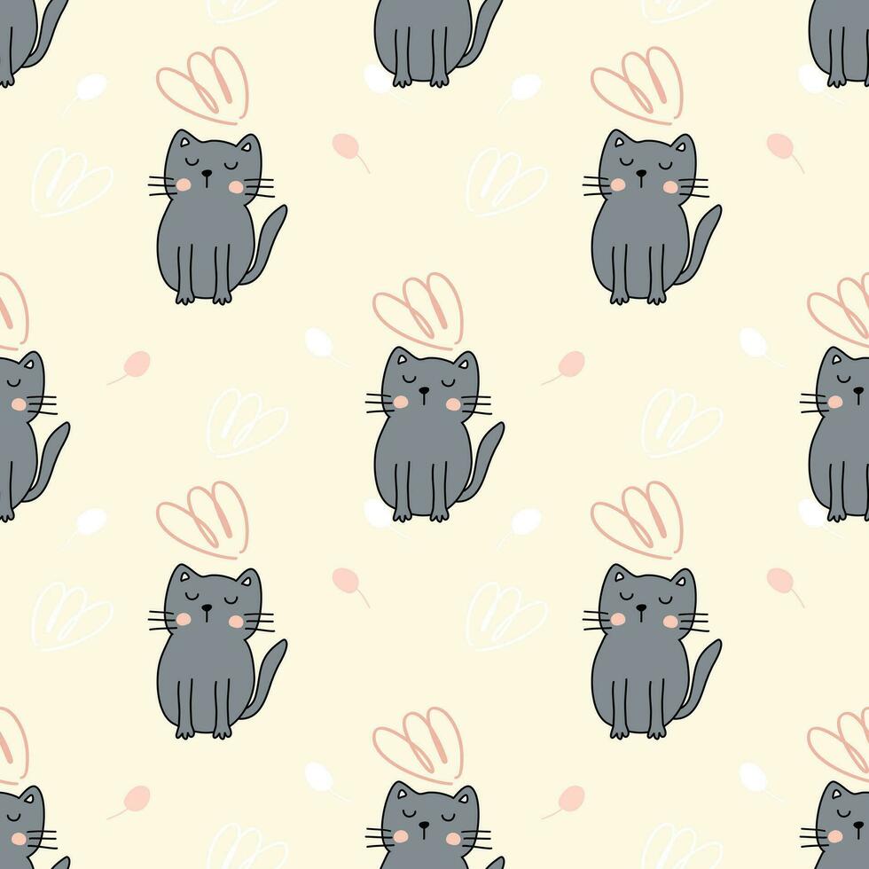 gato dibujos animados modelo sin costura. gracioso gato cara superficie diseño impresión modelo para raspado libro, cubrir, tela textil vector