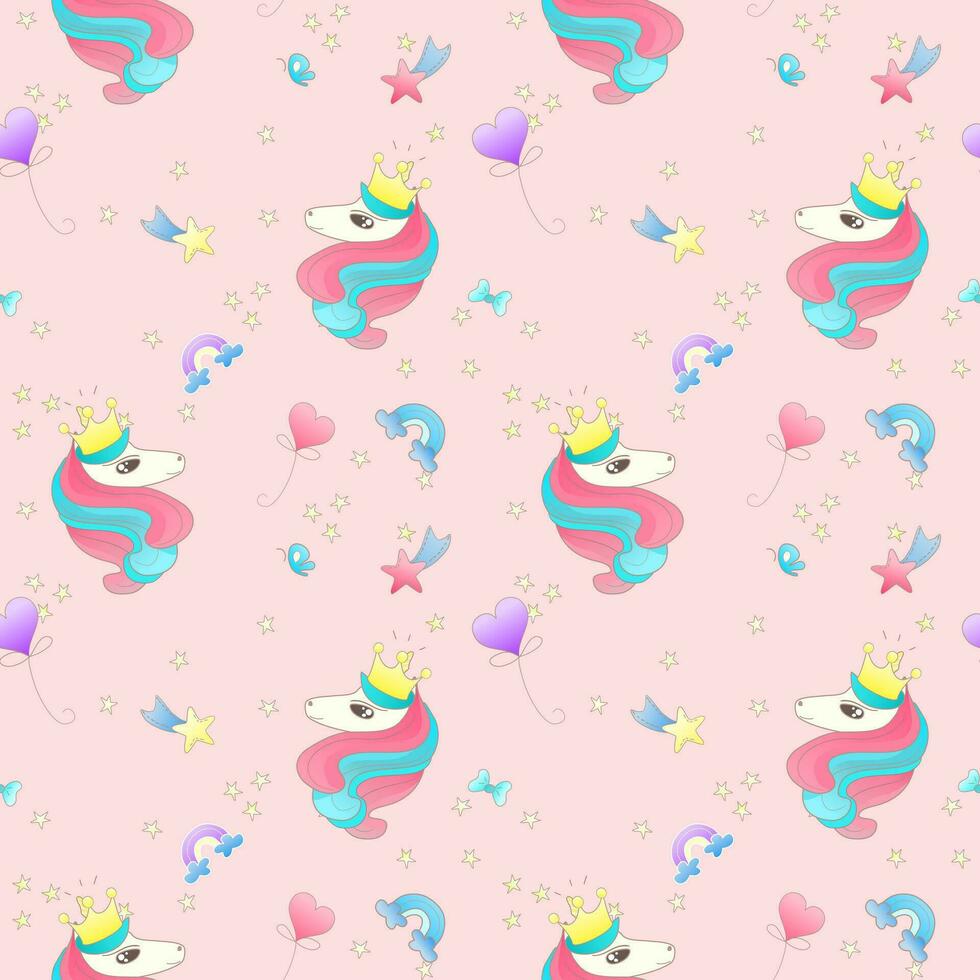 Unicorn pattern seamless background vector illustrations pink background