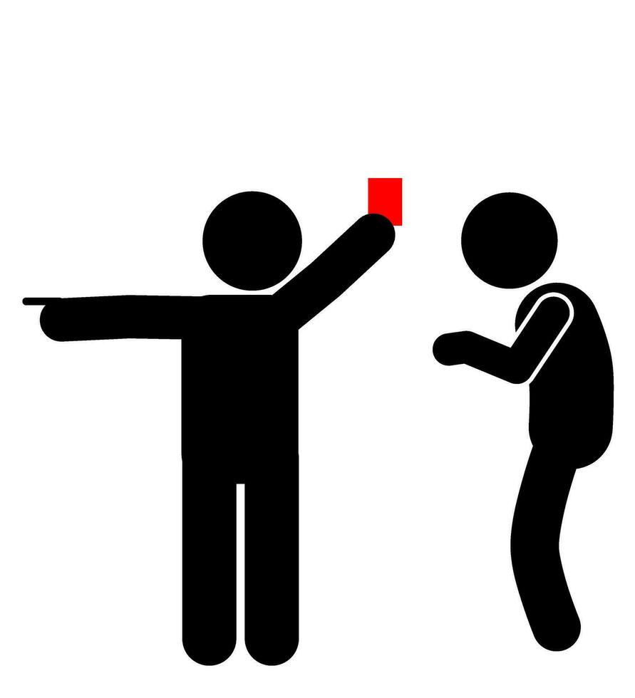 red card and yellow card by a football match referee. silhouette