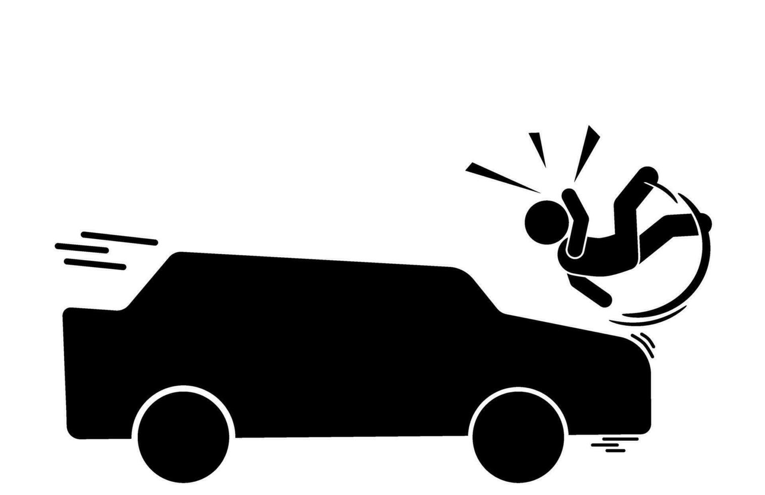 hombre estaba golpear por un coche. coche chocar, accidente, coche exceso de velocidad. vector