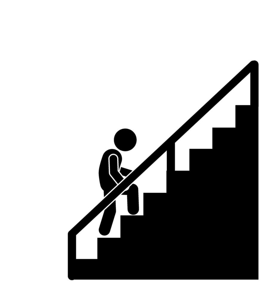 Silhouette STICK FIGURE OR STICKMAN UP AND DOWN HOUSE STICK FIGURE ILLUSTRATION AND ICON, HOUSEHOLD STAIRS vector