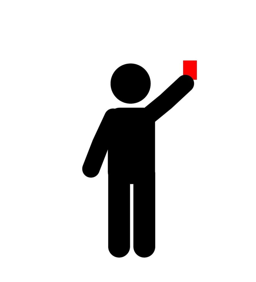 red card and yellow card by a football match referee. silhouette vector