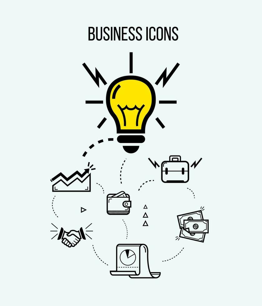 Light bulb idea concept and business icons. vector