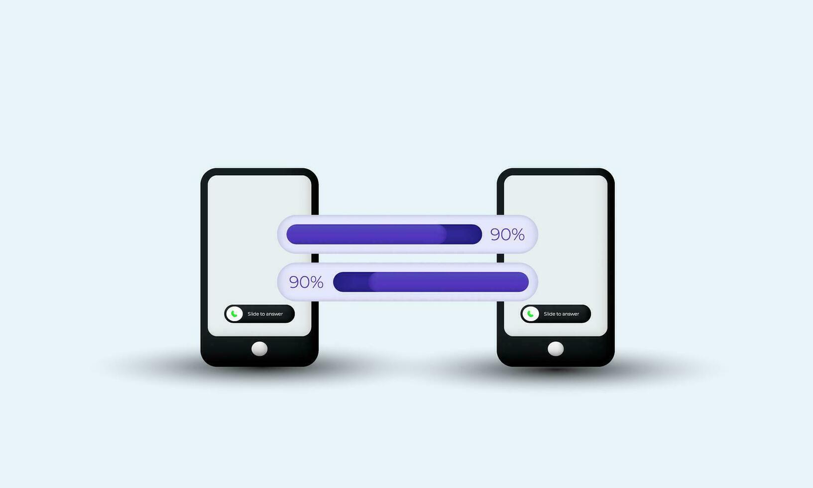 3d realistic smartphone file sharing data service digital trendy modern style object symbols isolated on background vector