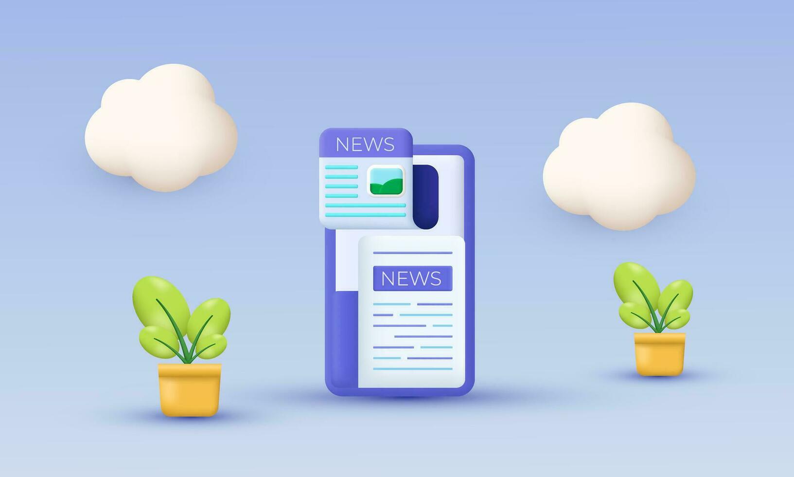 illustration 3d vector smartphone news update webpage information about symbols isolated on background