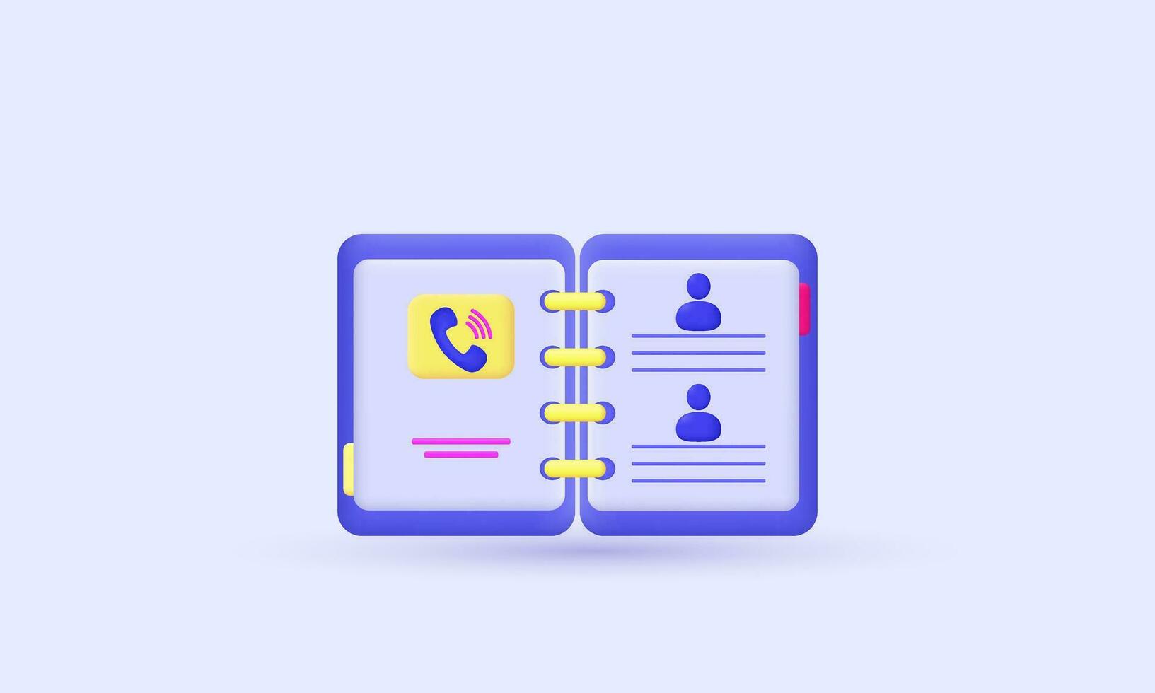 vector 3d icon blue phone book address symbols isolated on background