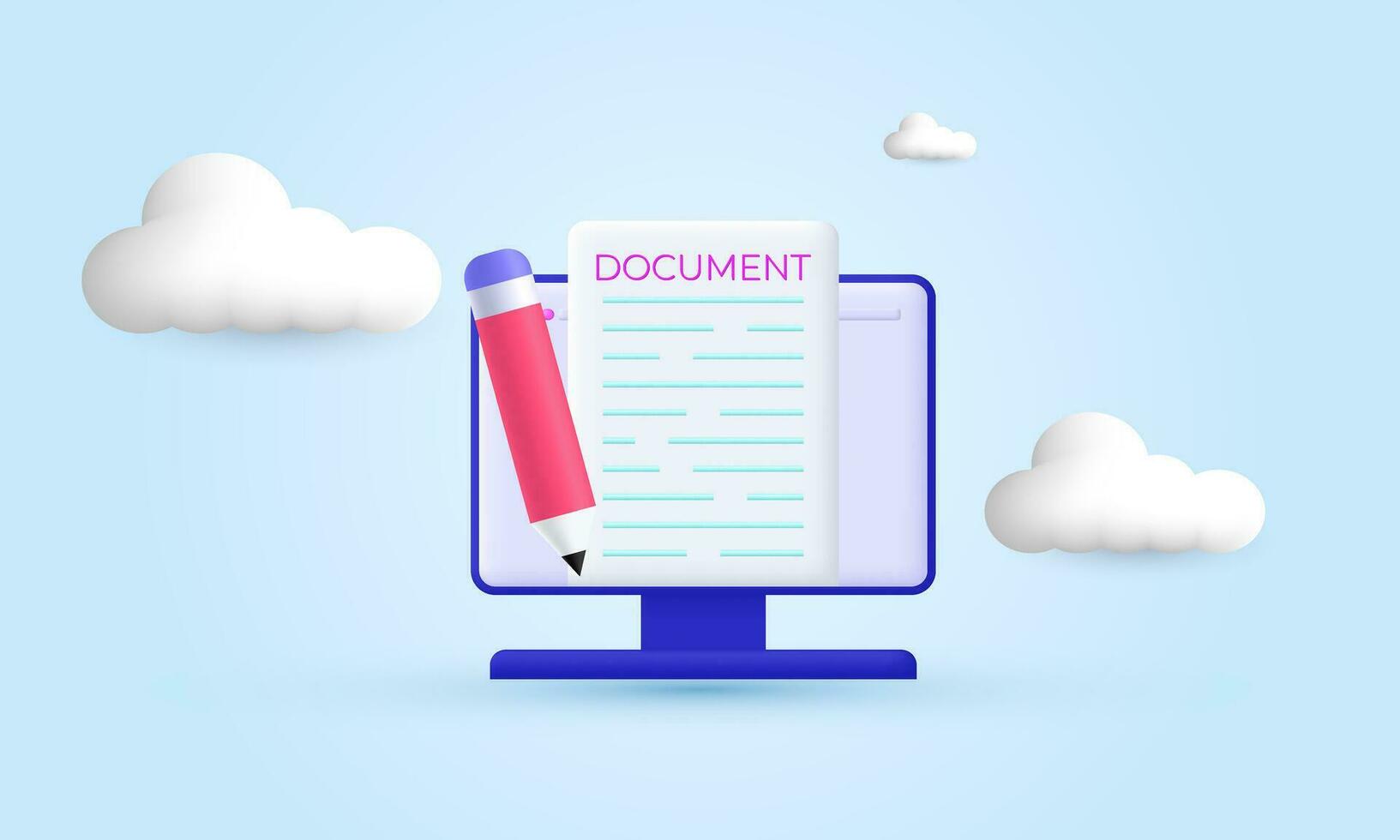 illustration icon 3d editable online document writing symbols isolated on background vector