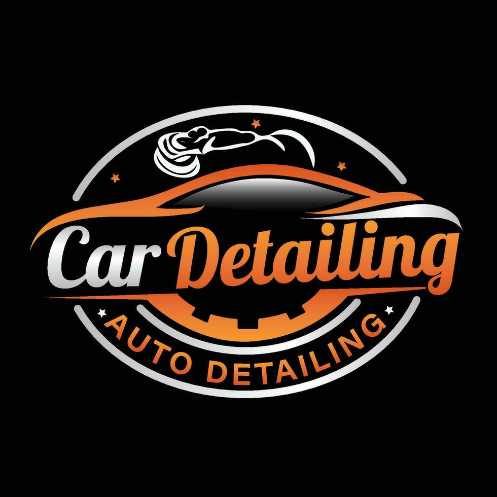 Car detailing Auto detailing, car dealership carwash logo design template vector