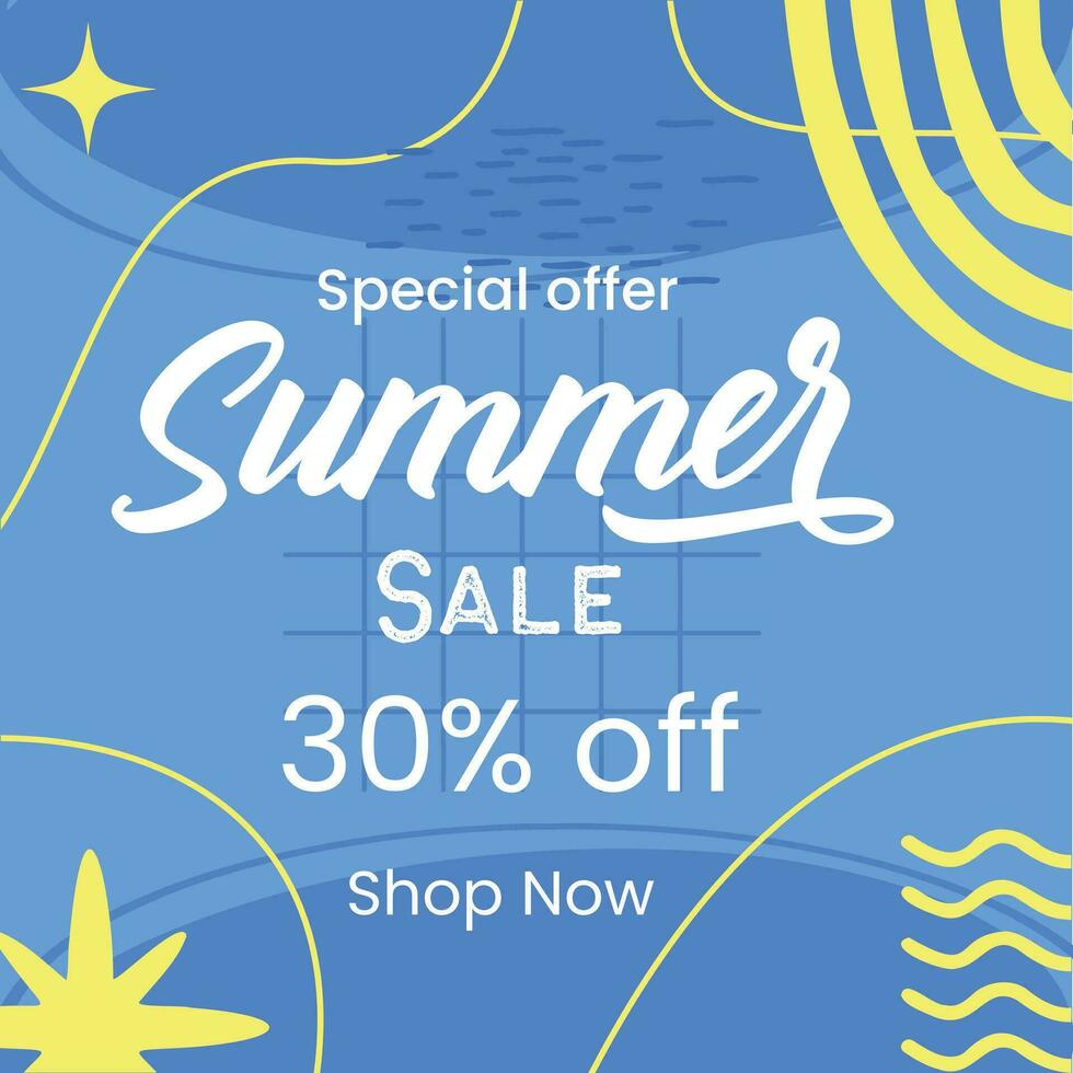 Summer sale event. Post template. Social media poster. Vector design illustration.