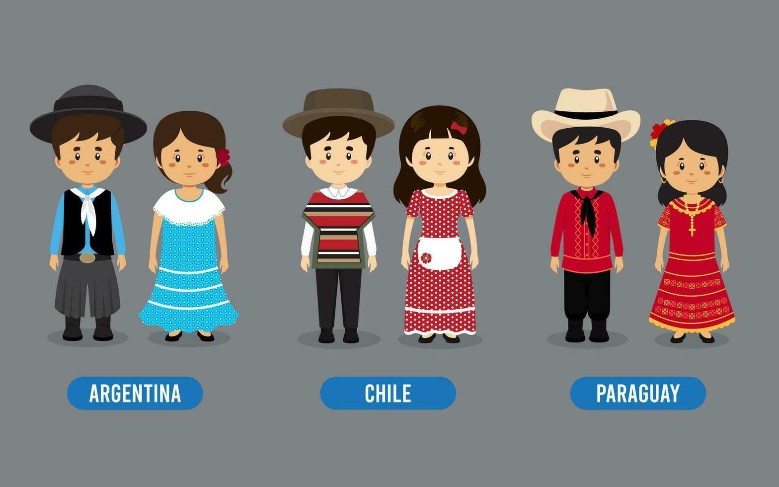 Set of American People Wearing Traditional Outfit vector