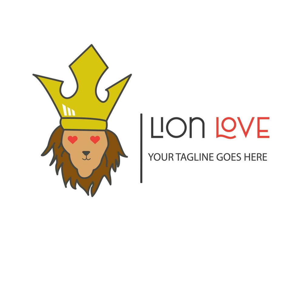 lion love logo design vector