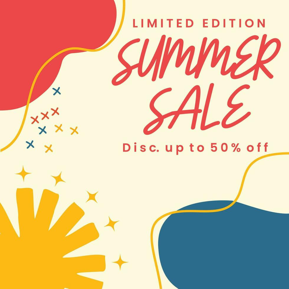 Summer Sale minimalist square banner template. Suitable for social media posts, flyer,backgroud and web internet ads vector