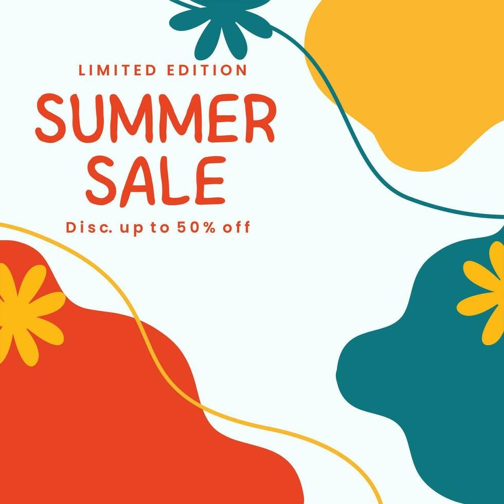 Summer Sale minimalist square banner template. Suitable for social media posts, flyer,backgroud and web internet ads vector