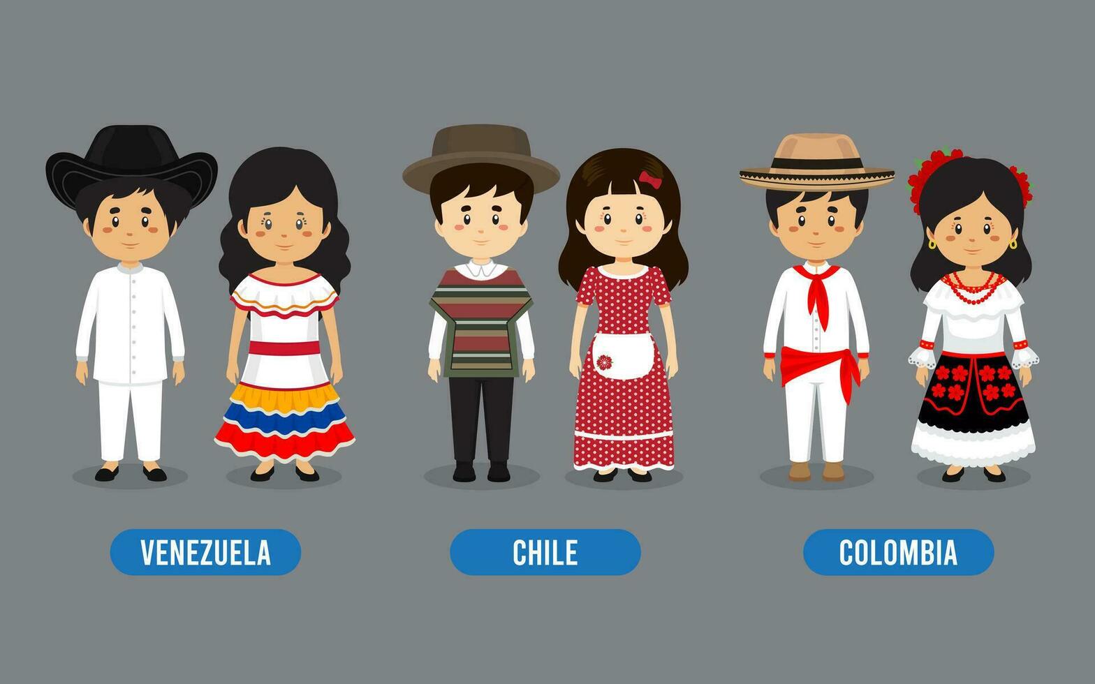 Set of American People Wearing Traditional Outfit vector