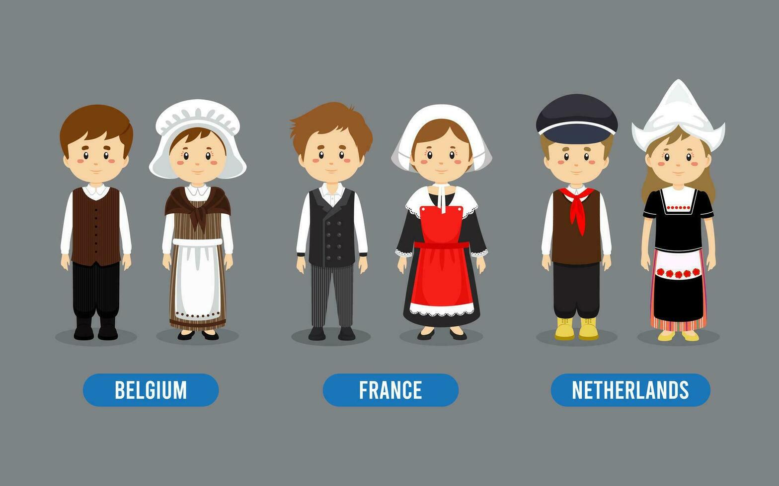 Set of European People Wearing Traditional Outfit 25674370 Vector Art ...