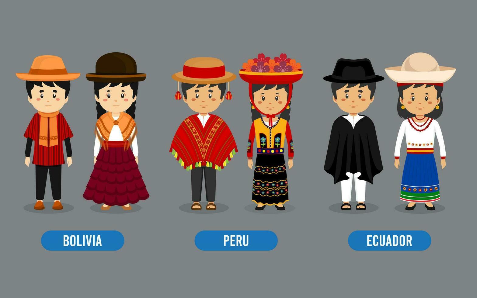 Set of American People Wearing Traditional Outfit vector