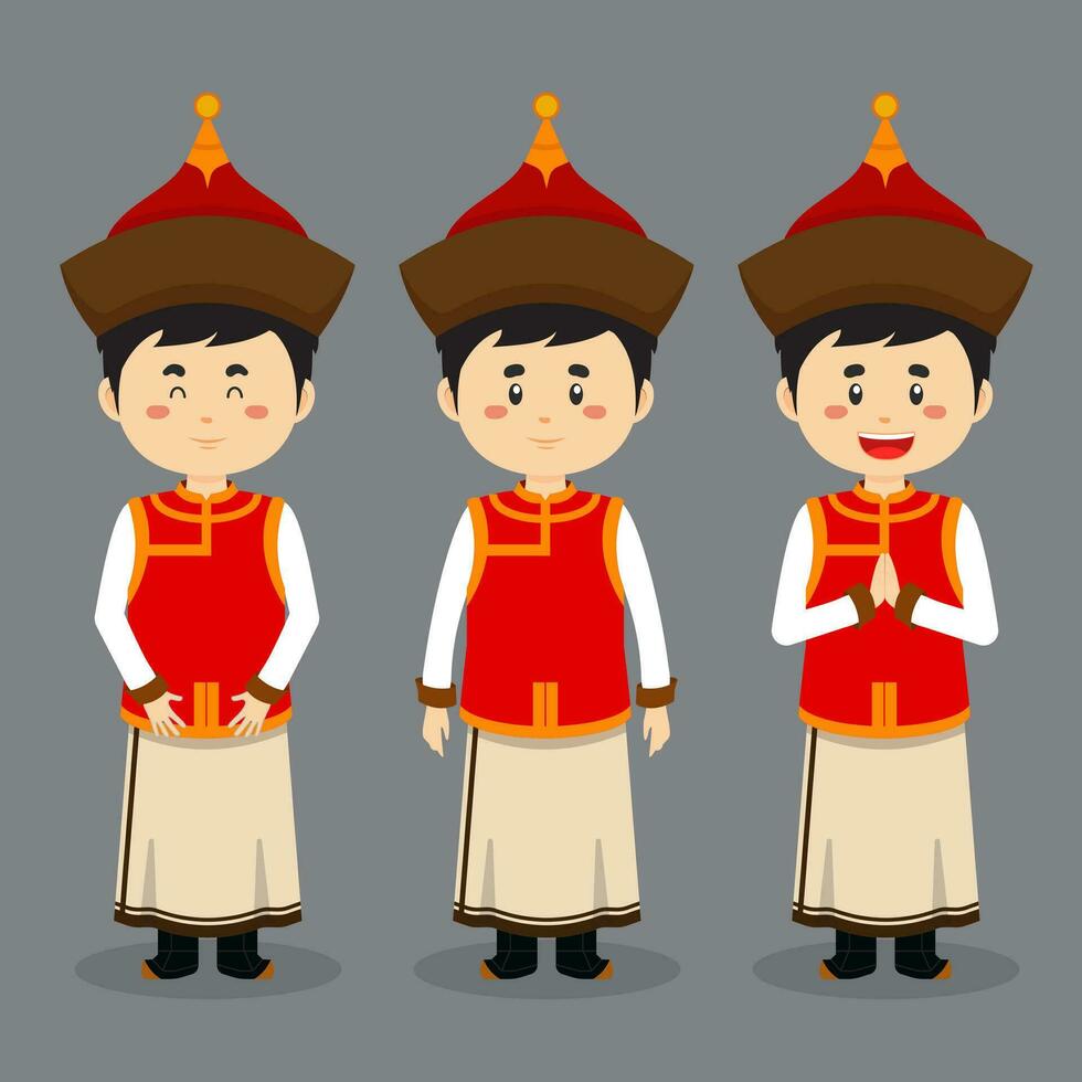 avatar de un mongol con varios expresión vector