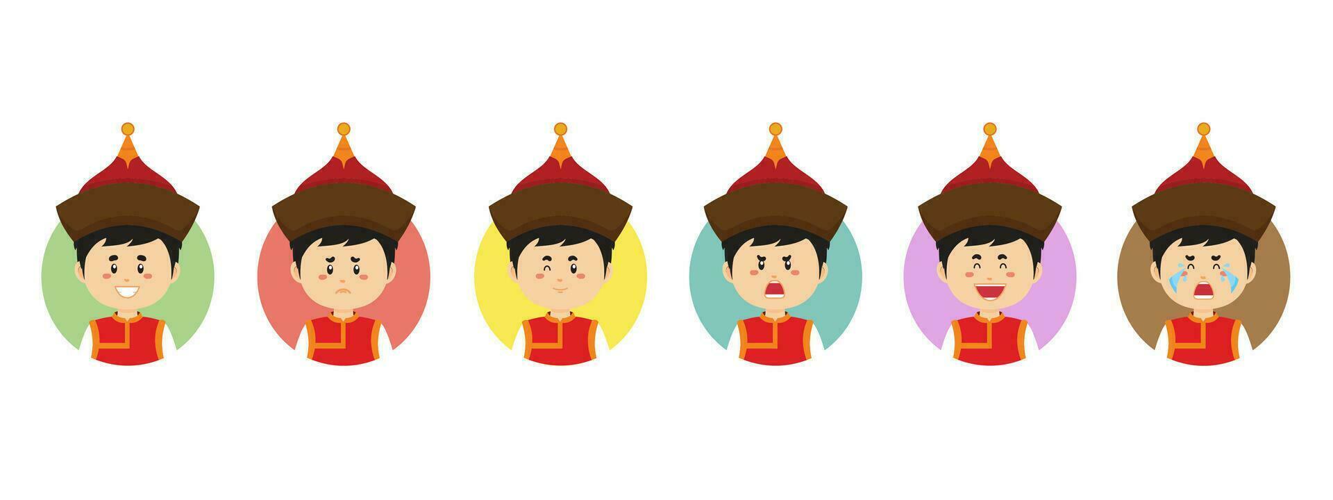 Mongolia avatar con varios expresión vector