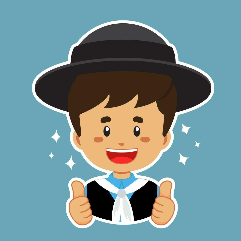 Happy Argentina Character Sticker vector