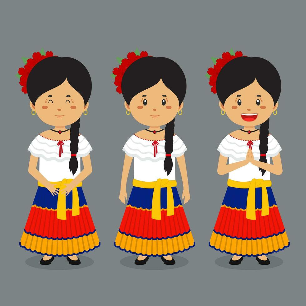 Costa Rica Character with Various Expression vector