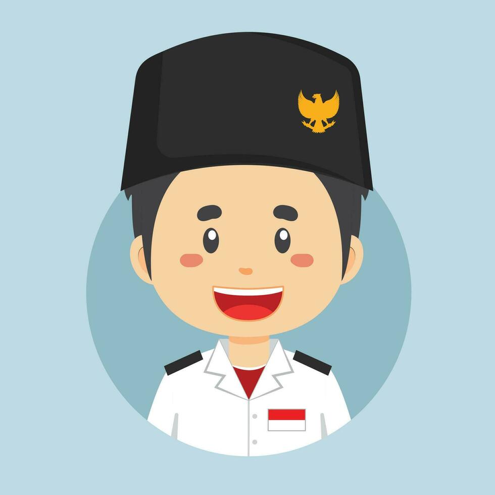 avatar de un indonesio bandera portador personaje vector