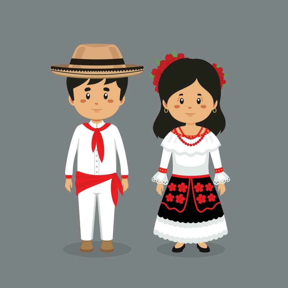 Couple Character Wearing Columbia National Dress vector