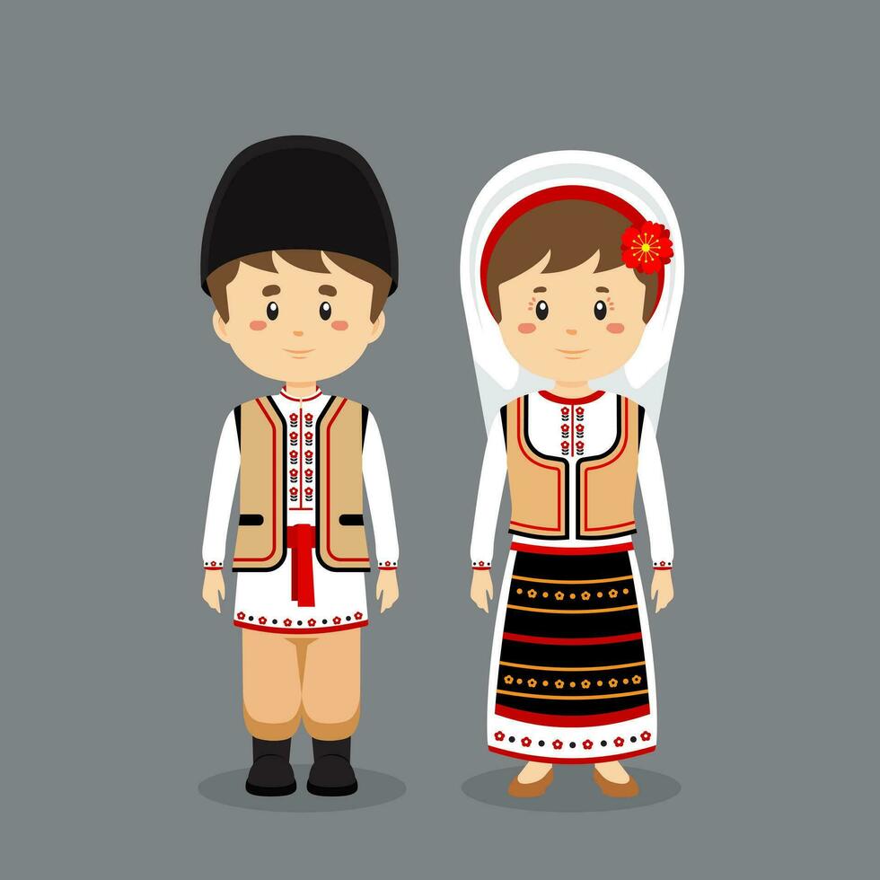 Couple Character Wearing Moldova National Dress vector