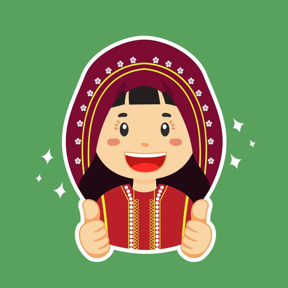 Happy Bahrain Character Sticker vector