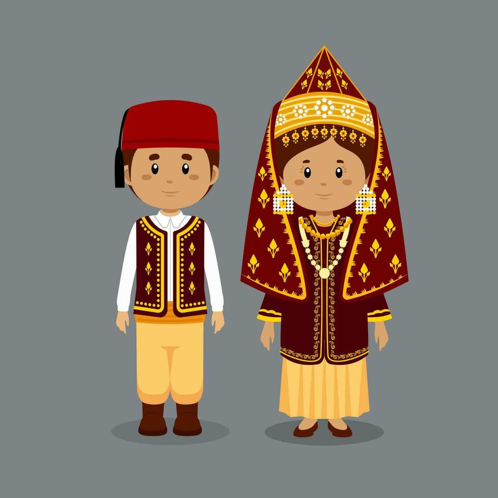 Couple Character Wearing Algerian Dress vector