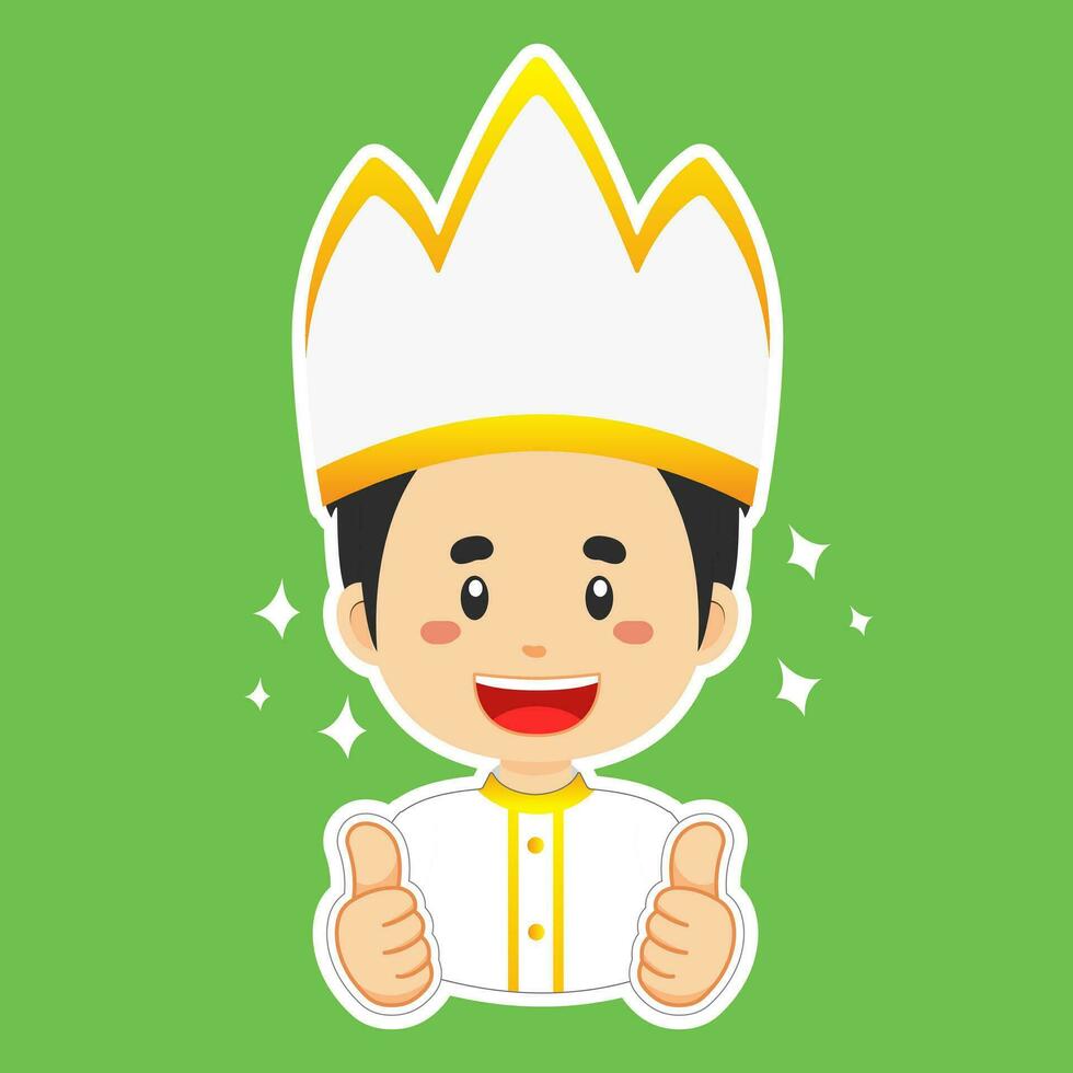 Happy  North Sulawesi Indonesian Character Sticker vector