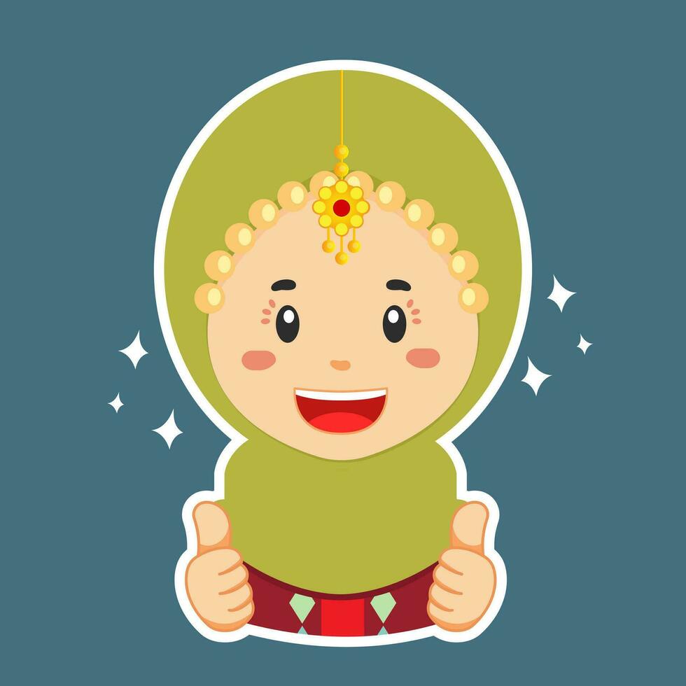 Happy Oman Character Sticker vector