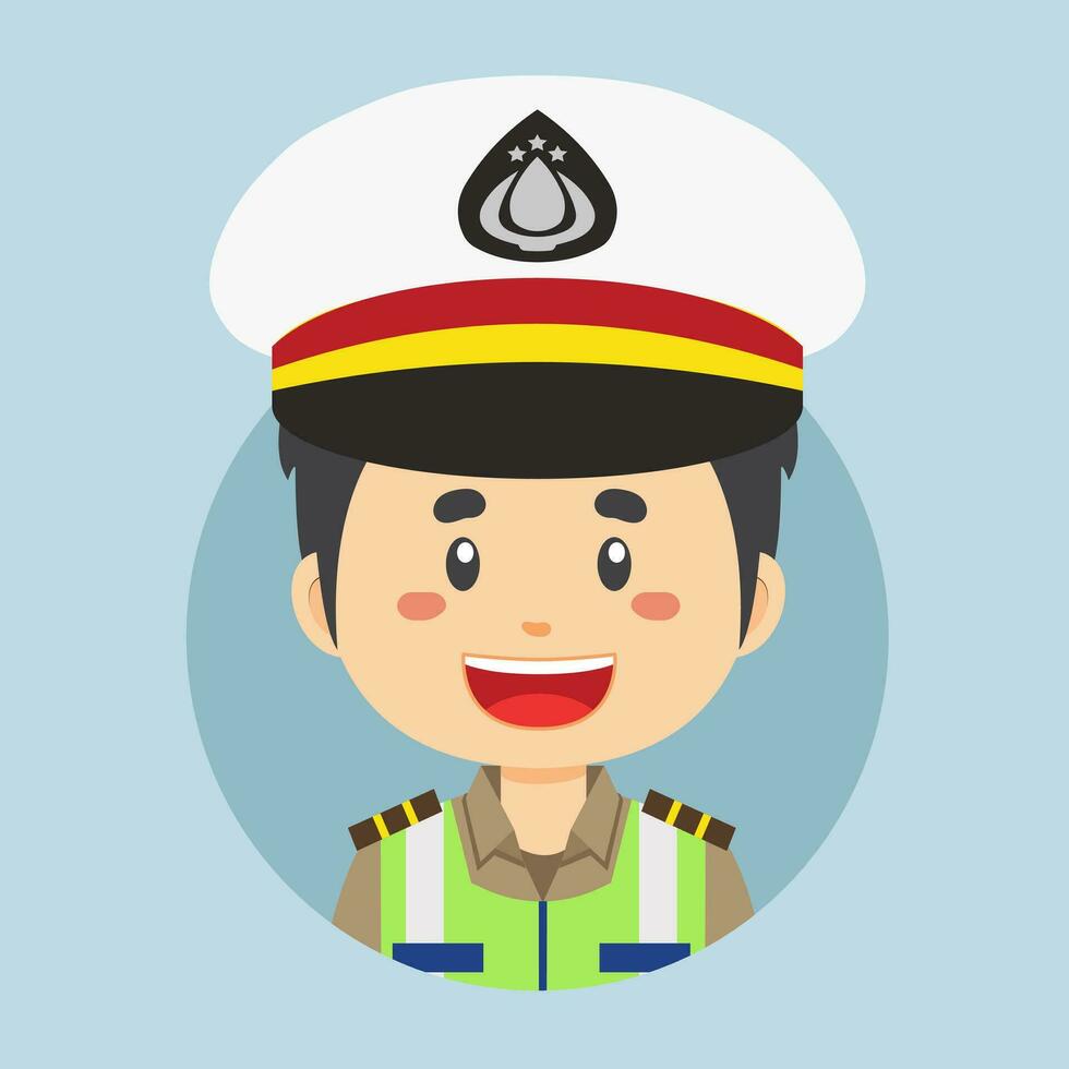 Avatar of Indonesian Traffic Police Character vector