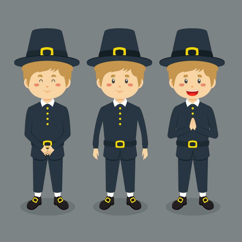 Thanksgiving Character with Various Expression vector