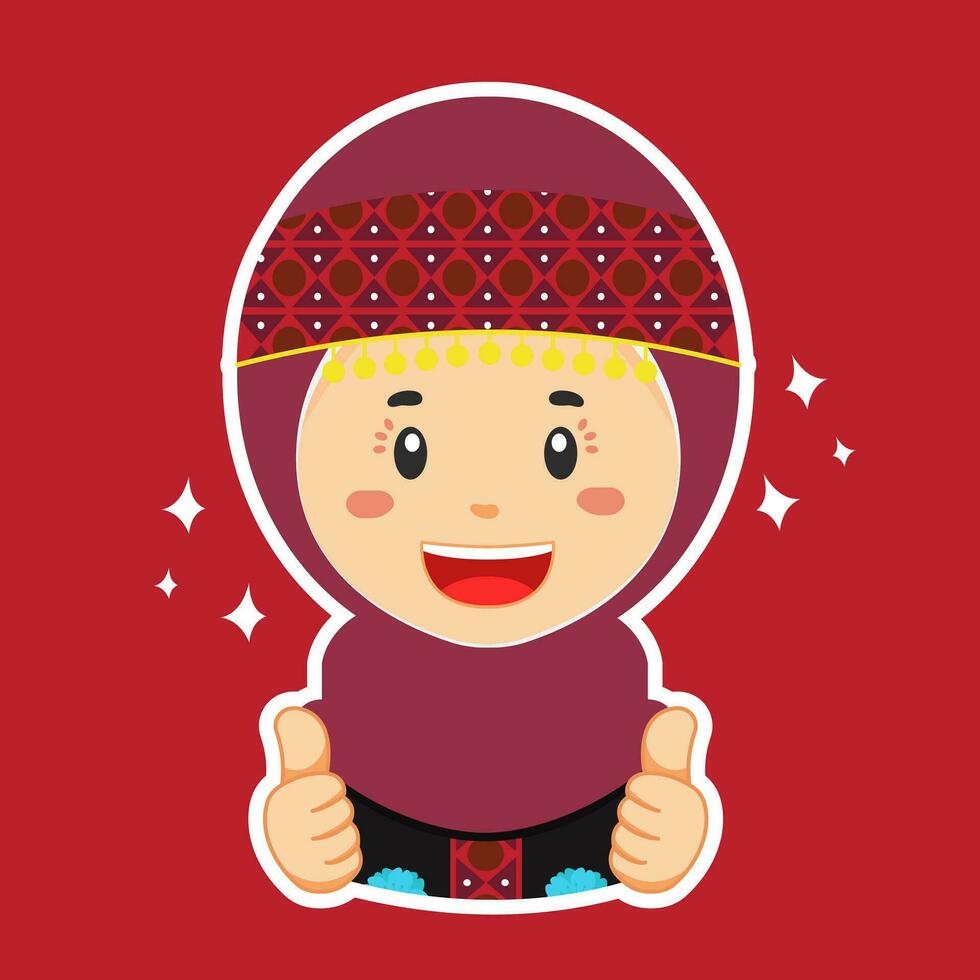 Happy Jordania Character Sticker vector