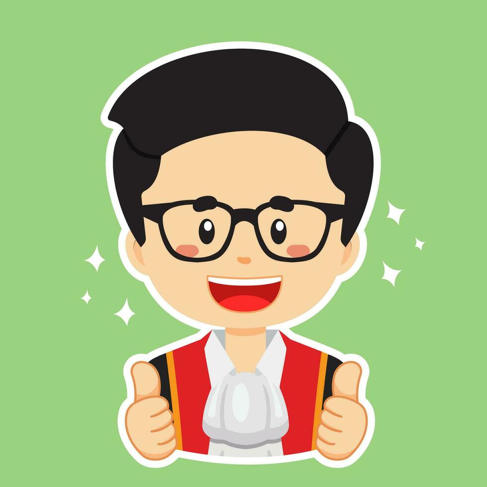 Happy Judge Character Sticker vector