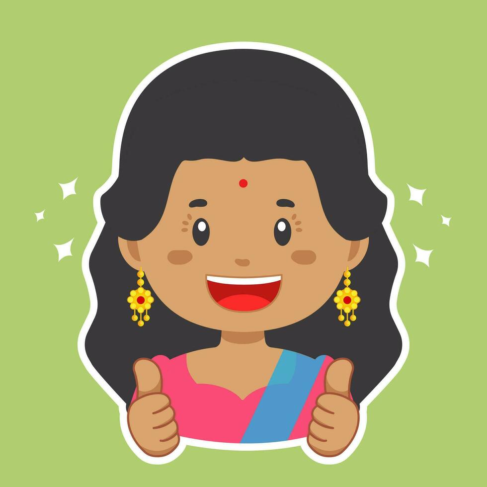 Happy Indian Character Sticker vector